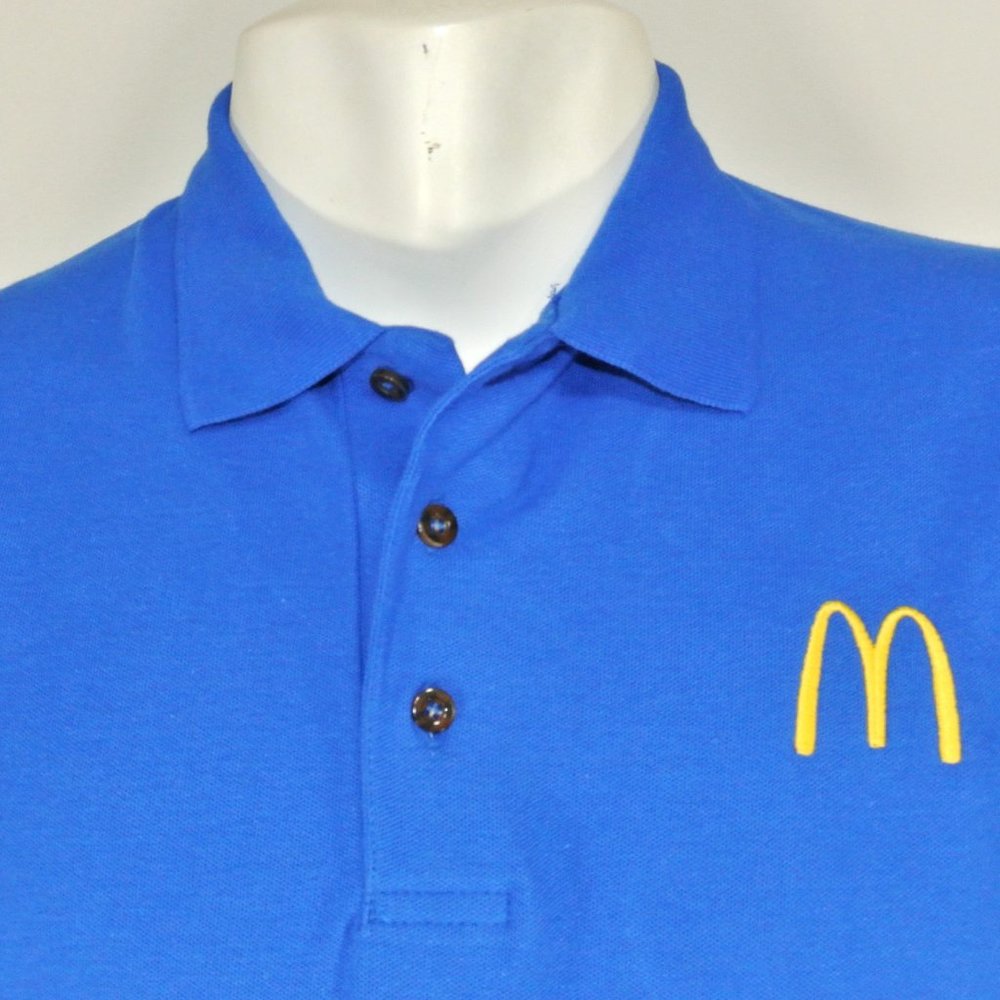 McDONALD'S Fast Food Employee Uniform Polo Shirt Blue NEW Size XL - Picture 3 of 10